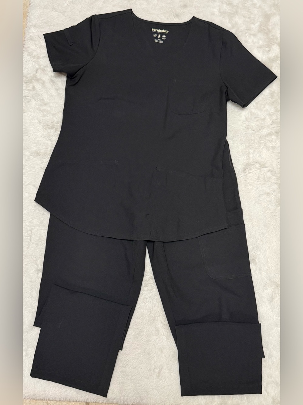 Scrubstar Black V-Neck Scrub Top with Utility Jogger Pants